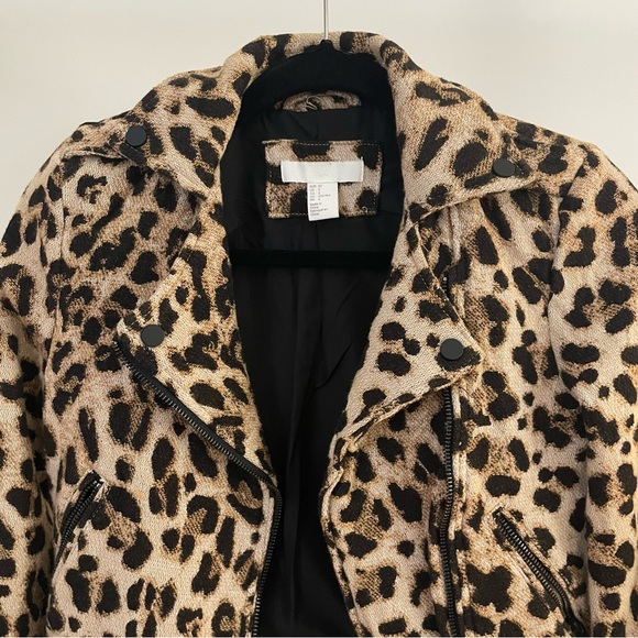 H&M | Cheetah Leopard Crop Motto Jacket Size 2/XS - Picture 2 of 6